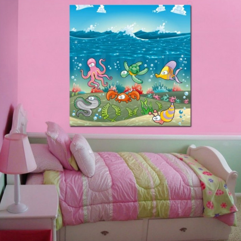 Πίνακας σε καμβά με τα ζώα της θάλασσας